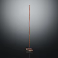 Wooden Broom with Long Handle and Brush Head on Dark Background
