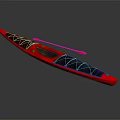 Red and Black Sporty Kayak With Paddle for Recreational Water Activities