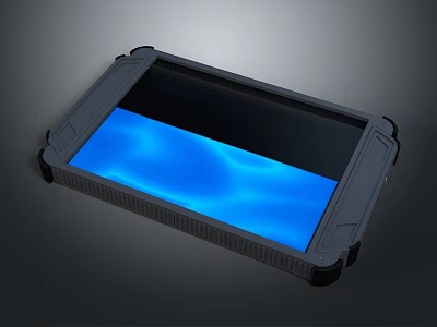 Commercial Touchscreen Display Equipment With Blue Illuminated Screen And Black Frame 3d model