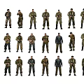 Modern Game Character World War II Soldier Game Character Combination 3d model