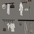 Wall Mounted Hooks with Hat Handbags Jackets Clothes and Umbrella Storage
