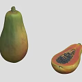 Fresh Papaya Fruit Whole And Sliced Showing Red Flesh With Black Seeds