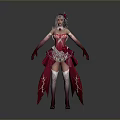 Stylish Red Apparel With Lace Patterns Long Gloves And Floral Decorations