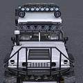 White Six Wheel Off Road SUV With Roof Lights And Spare Tire