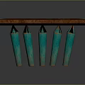 Ancient Decorative Weapon With Square Grid Design Carved Edges And Green Supporting Legs