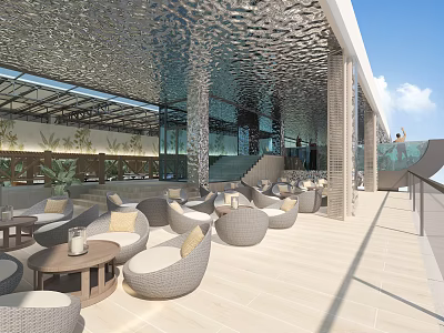 SPA Sauna Outdoor Terrace with Cozy Seating Greenery and Relaxing Luxury Atmosphere 3d model