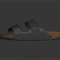Birkenstock Gray Sandals With Double Strap Design And Textured Rubber Sole Orange Trim