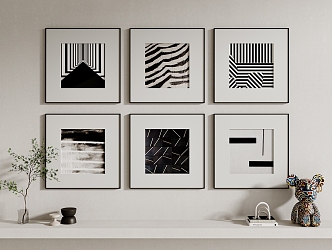 Decorative Hanging Paintings Black and White Hanging Paintings 3d model