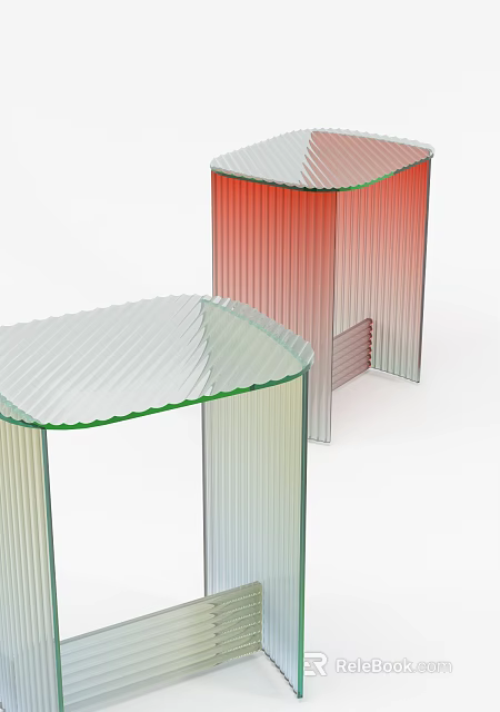 Modern Transparent Side Tables With Color Gradient And Striped Texture For Contemporary Living Room Decor 3d model 