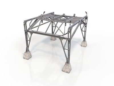 Industrial Metal Frame Structure With Concrete Bases And Support Beams 3d model