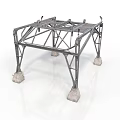 Industrial Metal Frame Structure With Concrete Bases And Support Beams 3d model