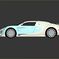 Bugatti Sports Car With Blue And Silver Glossy Finish And Sleek Aerodynamic Design