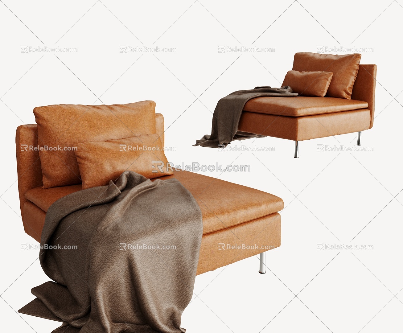 Modern Single Sofa Leather Single Casual Sofa 3d model