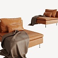 Modern Single Sofa Leather Single Casual Sofa 3d model