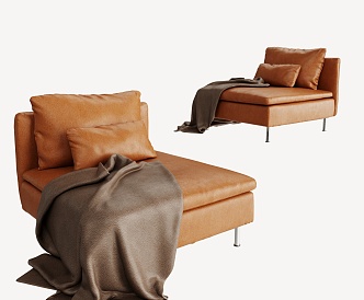 Modern Single Sofa Leather Single Casual Sofa 3d model