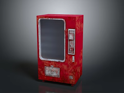 Red Classic Rusty Vending Machine With Glass Door And Control Panel Front 3d model