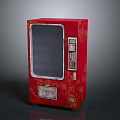 Red Classic Rusty Vending Machine With Glass Door And Control Panel Front