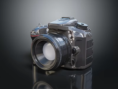 High Quality Professional Digital Camera With Large Lens And Metal Body Design 3d model