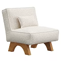 Beige Upholstered Accent Chair With Pillow And Curved Wooden Legs