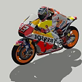 Racing Motorcycle With REPSOL Logo And Rider On Green Grass Field Under Blue Sky