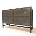Modern Dark Brown Wooden Decorative Cabinet With Multiple Drawers And Metal Legs