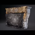 Ornate Traditional Stone Fireplace With Intricate Carved Details And Iron Grates Design
