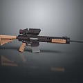Modern Tactical Assault Rifle With Black And Tan Finish Red Dot Scope And Detachable Magazine