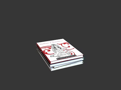 Stack of Books with Red and White Cover Design Featuring Illustration of a Person 3d model