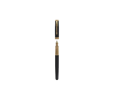 Black and Gold Metallic Pen with Sleek Design and Removable Cap 3d model