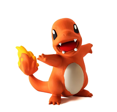 Cute Orange Charmander Doll With Flame Tail Open Arms And Smiling Expression 3d model