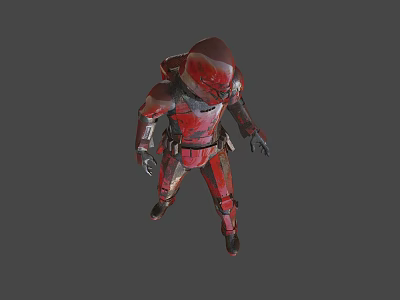 Game Movie Character In Red Armor With Detailed Helmet And 3D Model Design 3d model
