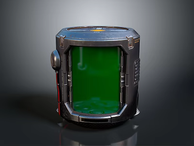 Metallic Casing Instrument With Green Screen Display And Gray Background Surface 3d model