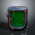 Metallic Casing Instrument With Green Screen Display And Gray Background Surface
