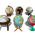 Assorted Decorative Globe Ornaments Set with Diverse Stands and Colorful Designs