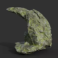 Rough Moss Covered Natural Rock Formation With Green Moss And Textured Surface