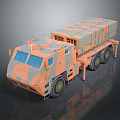 Camouflaged Military Truck With Six Wheels And Missile Launch System