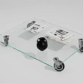 Modern Glass Coffee Table With Transparent Top And Rolling Wheels For Living Room
