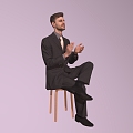 Sitting Men's Suit Men's European and American Whites 3d model