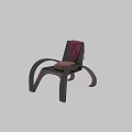 Modern Accent Chair With Black Frame Brown Cushion And Pink Scarf Decoration