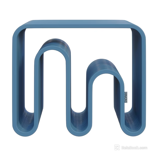 Modern Blue Dressing Table Design With Curved Frame And Smooth Lines 3d model 