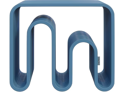 Modern Blue Dressing Table Design With Curved Frame And Smooth Lines 3d model