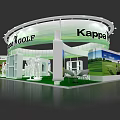 Kappa Golf Exhibition Booth With Green White Design And Mannequins