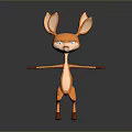 3D Cartoon Deer Character With Orange Fur Large Ears And Outstretched Arms