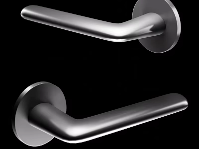Modern Silver Metal Door Handle with Sleek Curved Design and Polished Finish 3d model