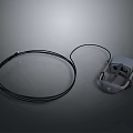 White Electronic Device With Black Coiled Cable Accessory For Tech Use 3d model