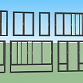 Modern Window Collection Featuring Different Styles With Black Frames And Clear Glass 3d model
