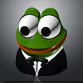 Green Frog Character Wearing Black Tuxedo With Big Eyes Orange Mouth And White Shirt Details