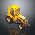 Yellow Utility Tractor With Large Tires And Functional Cab Design 3d model