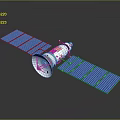 Modern Orbital Satellite With Blue Solar Panels And Metallic Body