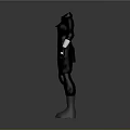 Woman in Black Tight Bodysuit With White Cuffs And Silver Boots Futuristic Style